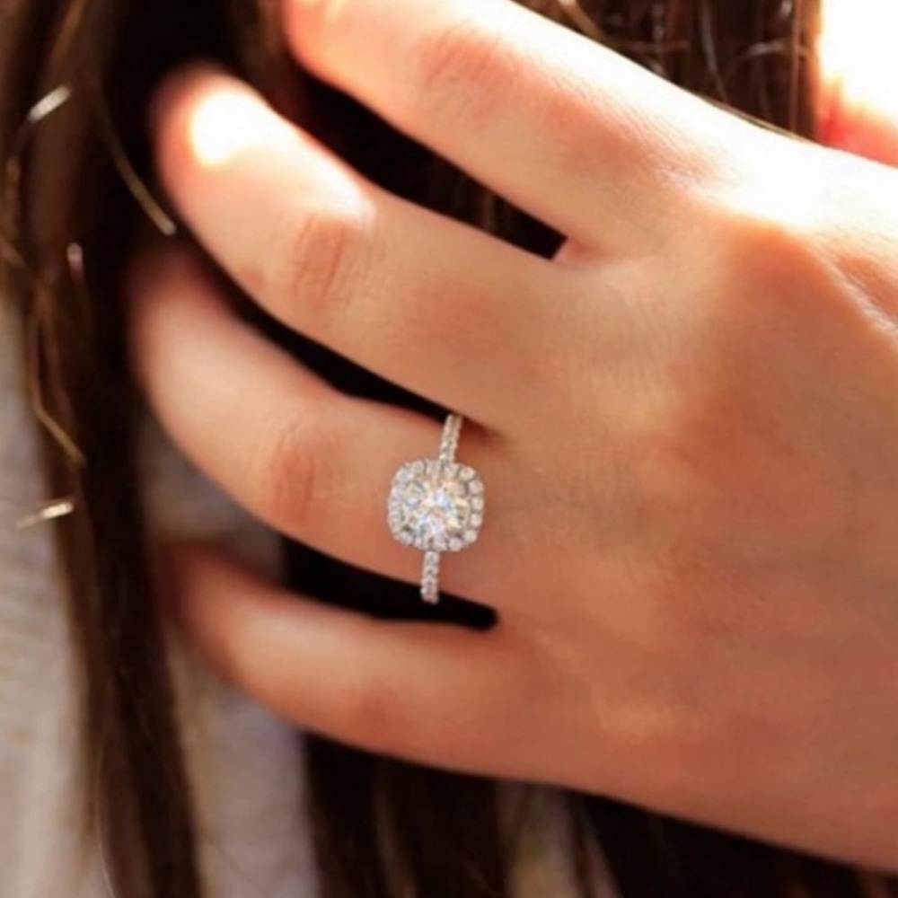 NEW 925 STERLING SILVER DIAMOND ENGAGEMENT RING - Picture 3 of 5
